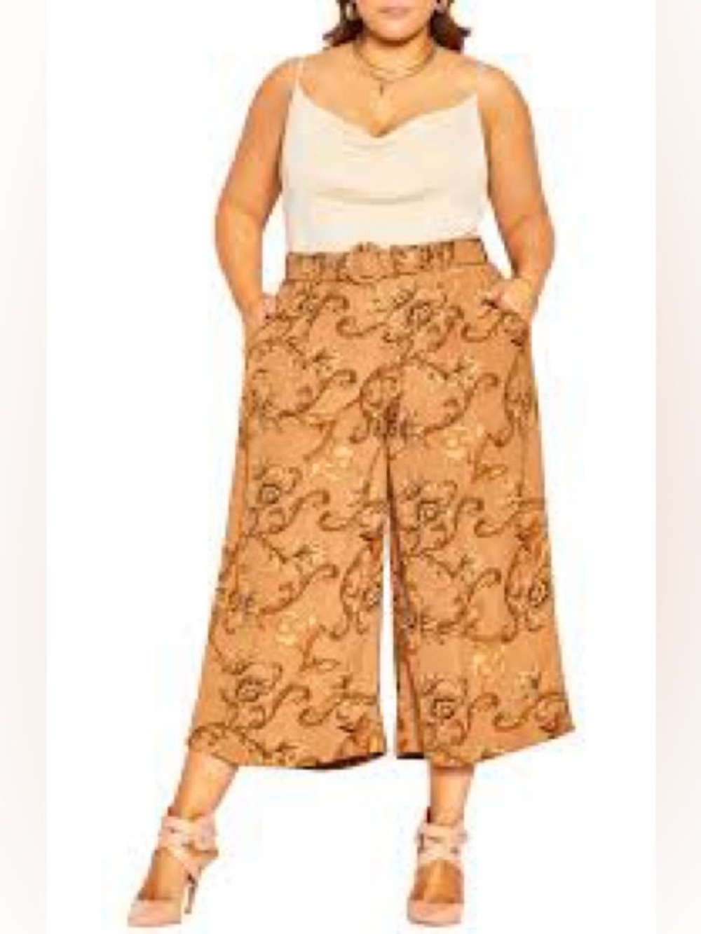 City Chic Evangeline Wide Leg Crop Pants Size M 18